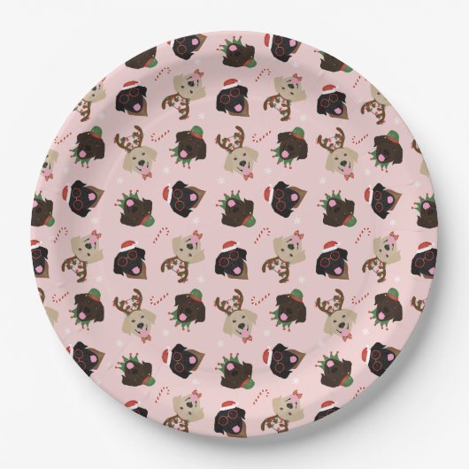 Assiettes En Carton Joyeux Pawlidays Labrador Retriever Dogs (Devant)