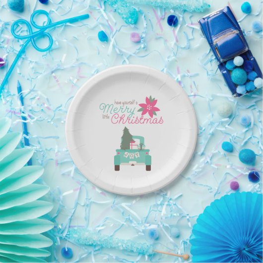 Assiettes En Carton Joyeux petit Noël Turquoise ramasser Plaques papie (Fête)