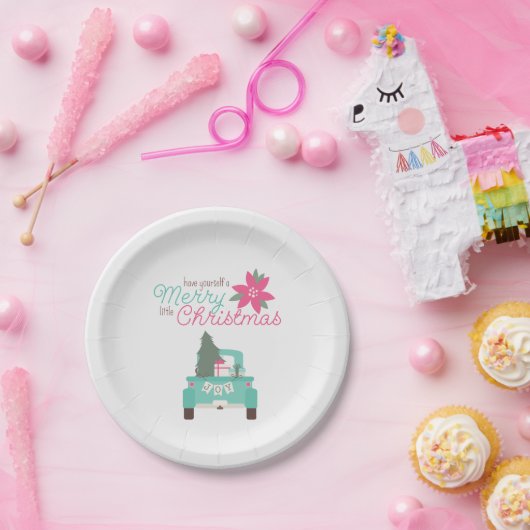 Assiettes En Carton Joyeux petit Noël Turquoise ramasser Plaques papie (Fête)