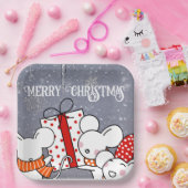 Assiettes En Carton Joyeux petits souris de Noël (Fête)
