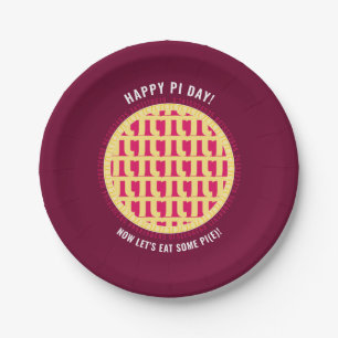 Assiettes En Carton Joyeux Pi Day avec plus de 100 chiffres en treilli