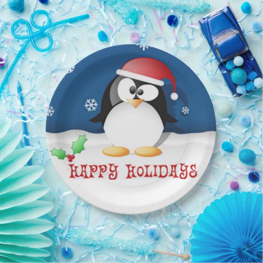 Assiettes En Carton Joyeux Pingouin de vacances (Fête)