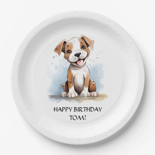 Assiettes En Carton Joyeux Pitbull Pit Bull Terrier Chien (Devant)