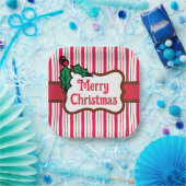 Assiettes En Carton Joyeux Plaques en papier menthe de Noël (Fête)