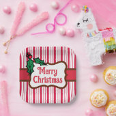 Assiettes En Carton Joyeux Plaques en papier menthe de Noël (Fête)