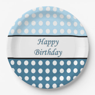 Assiettes En Carton Joyeux point Polka d'anniversaire