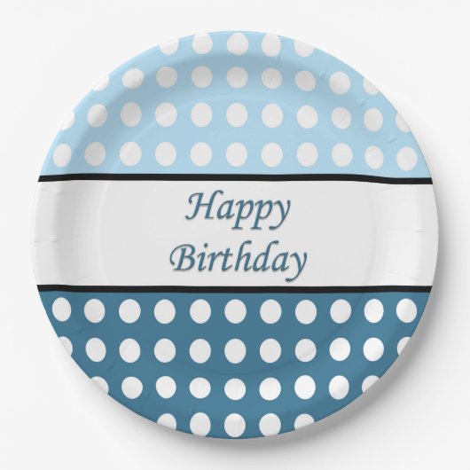 Assiettes En Carton Joyeux point Polka d'anniversaire (Devant)
