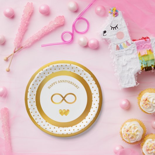 Assiettes En Carton Joyeux Points Or Anniversaire (Fête)