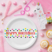 Assiettes En Carton Joyeux Pois d'anniversaire (Fête)