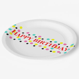 Assiettes En Carton Joyeux Pois d'anniversaire