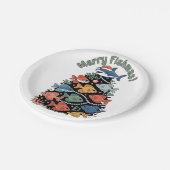 Assiettes En Carton Joyeux Poissons de Noël Poisson Drôle Pêche (Angle)