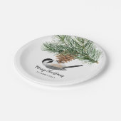 Assiettes En Carton Joyeux poulet de Noël sur Pinecone (Angle)
