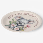 Assiettes En Carton Joyeux premier anniversaire aquarelle Koala (Angle)