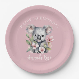 Assiettes En Carton Joyeux premier anniversaire aquarelle Koala