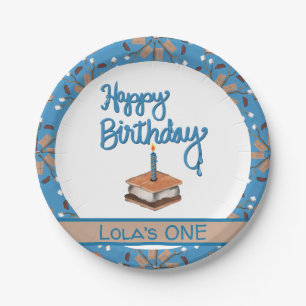 Assiettes En Carton Joyeux Premier anniversaire S'more