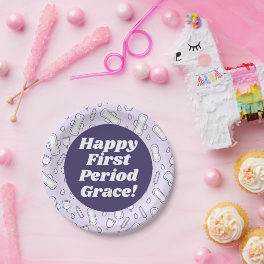 Assiettes En Carton Joyeux Premier Période Parti Purple Tampon Nom de  (Fête)