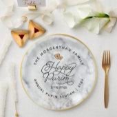 Assiettes En Carton Joyeux Purim Marbre & Or Script Classic Round Sti