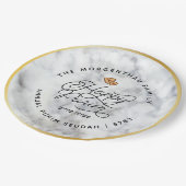 Assiettes En Carton Joyeux Purim Marbre & Or Script Classic Round Sti (Angle)