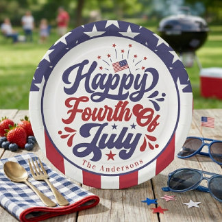 Assiettes En Carton Joyeux Quatre Juillet Personnalisé Patriotique