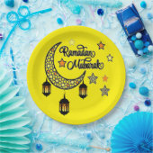 Assiettes En Carton Joyeux Ramadan Moubarak lanterne du croissant Kare (Fête)