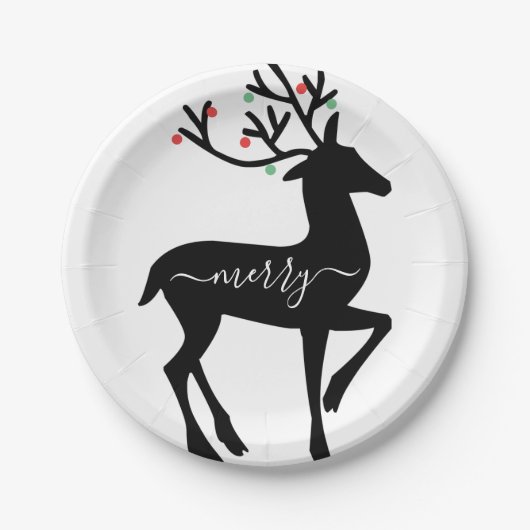 Assiettes En Carton Joyeux rennes de Noël (Devant)