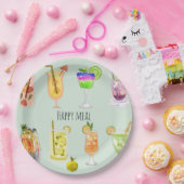 Assiettes En Carton Joyeux repas Elégant cocktail d'aquarelle Annivers (Fête)