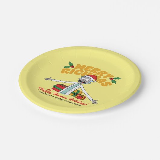 Assiettes En Carton Joyeux Rickmas et Joyeuses Fêtes Humaines (Angle)