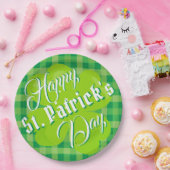Assiettes En Carton Joyeux Saint Patrick's Day Tartan vert Lucky Clove (Fête)