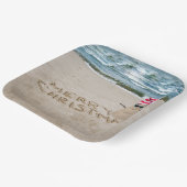Assiettes En Carton Joyeux Sandman De Noël Sur La Plage (Angulaire)