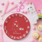 Assiettes En Carton Joyeux sapin rouge (Fête)