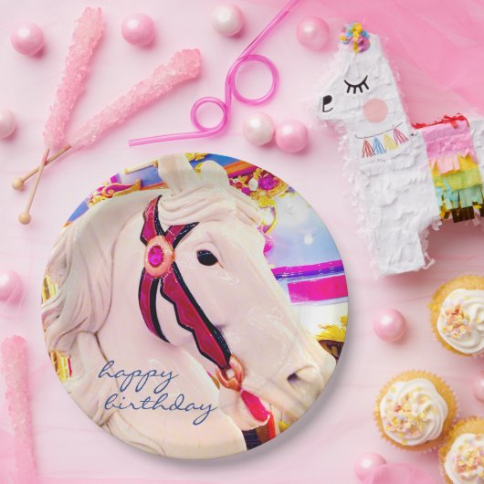 Assiettes En Carton Joyeux Script d'anniversaire Carnaval Carrousel Ho (Fête)