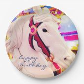 Assiettes En Carton Joyeux Script d'anniversaire Carnaval Carrousel Ho (Devant)
