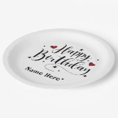 Assiettes En Carton Joyeux Script d'anniversaire personnalisé Plaques  (Angle)