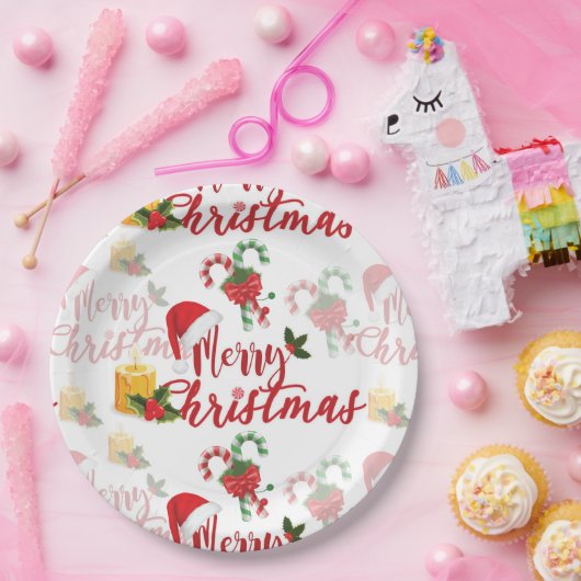 Assiettes En Carton Joyeux script de calgraphie de Noël (Fête)