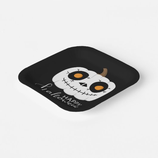 Assiettes En Carton Joyeux script Halloween Citrouille mignon (Angulaire)