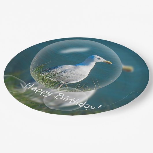 Assiettes En Carton Joyeux Seagull d'été d'anniversaire (Angle)