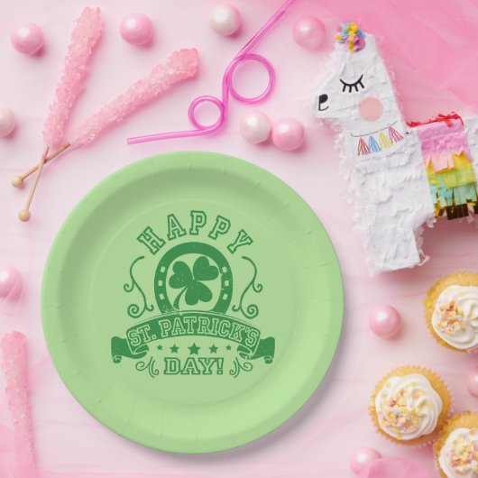Assiettes En Carton Joyeux Shamrock de la Saint Patrick (Fête)