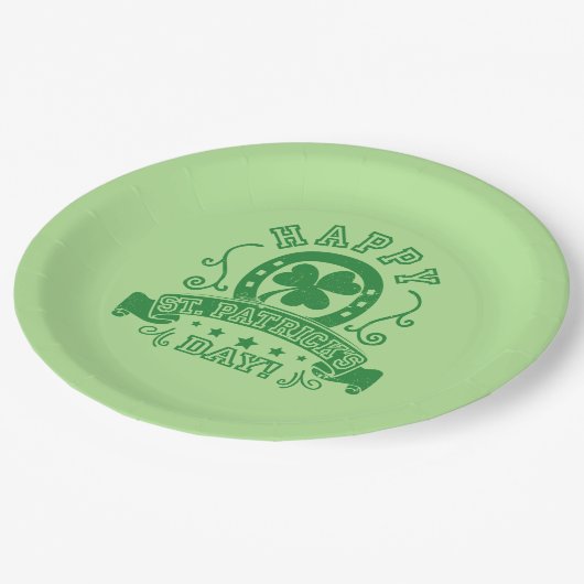 Assiettes En Carton Joyeux Shamrock de la Saint Patrick (Angle)