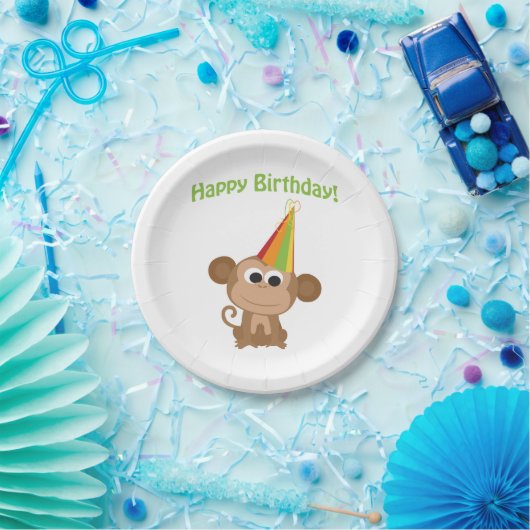 Assiettes En Carton Joyeux singe d'anniversaire (Fête)
