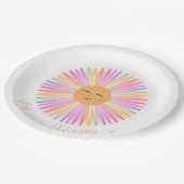 Assiettes En Carton Joyeux soleil arc-en-ciel (Angle)