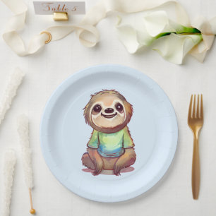 Assiettes En Carton Joyeux sourire assis sur une parcelle détendue