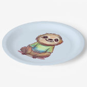 Assiettes En Carton Joyeux sourire assis sur une parcelle détendue (Angle)