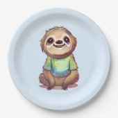 Assiettes En Carton Joyeux sourire assis sur une parcelle détendue (Devant)