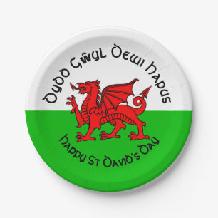 Assiettes En Carton Joyeux St Davids Day en style celtique 7"