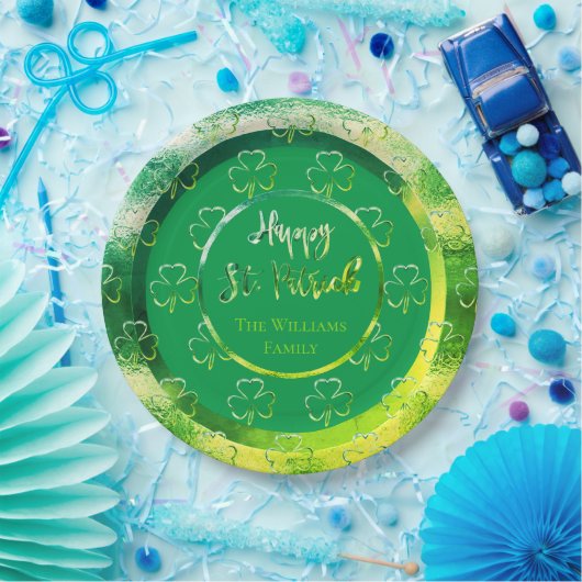 Assiettes En Carton Joyeux St. Patrick Shamrock Green Clovers Irlandai (Fête)