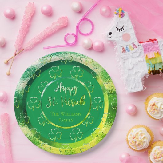 Assiettes En Carton Joyeux St. Patrick Shamrock Green Clovers Irlandai (Fête)