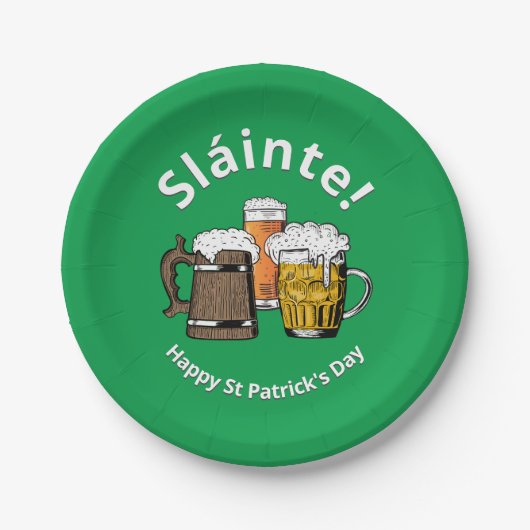 Assiettes En Carton JOYEUX ST PATRICK'S DAY Sláinte Beers (Devant)