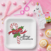 Assiettes En Carton Joyeux Sucre de canne de Noël (Fête)