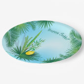 Assiettes En Carton Joyeux Sukkot Lulav et Motif d'aquarelle Etrog (Angle)