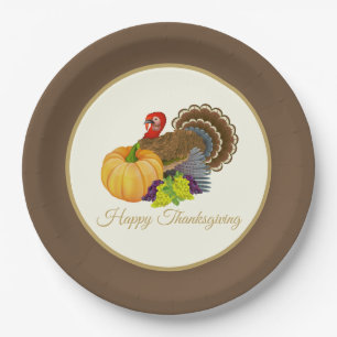 Assiettes En Carton Joyeux Thanksgiving Dinde Citrouille Raisins
